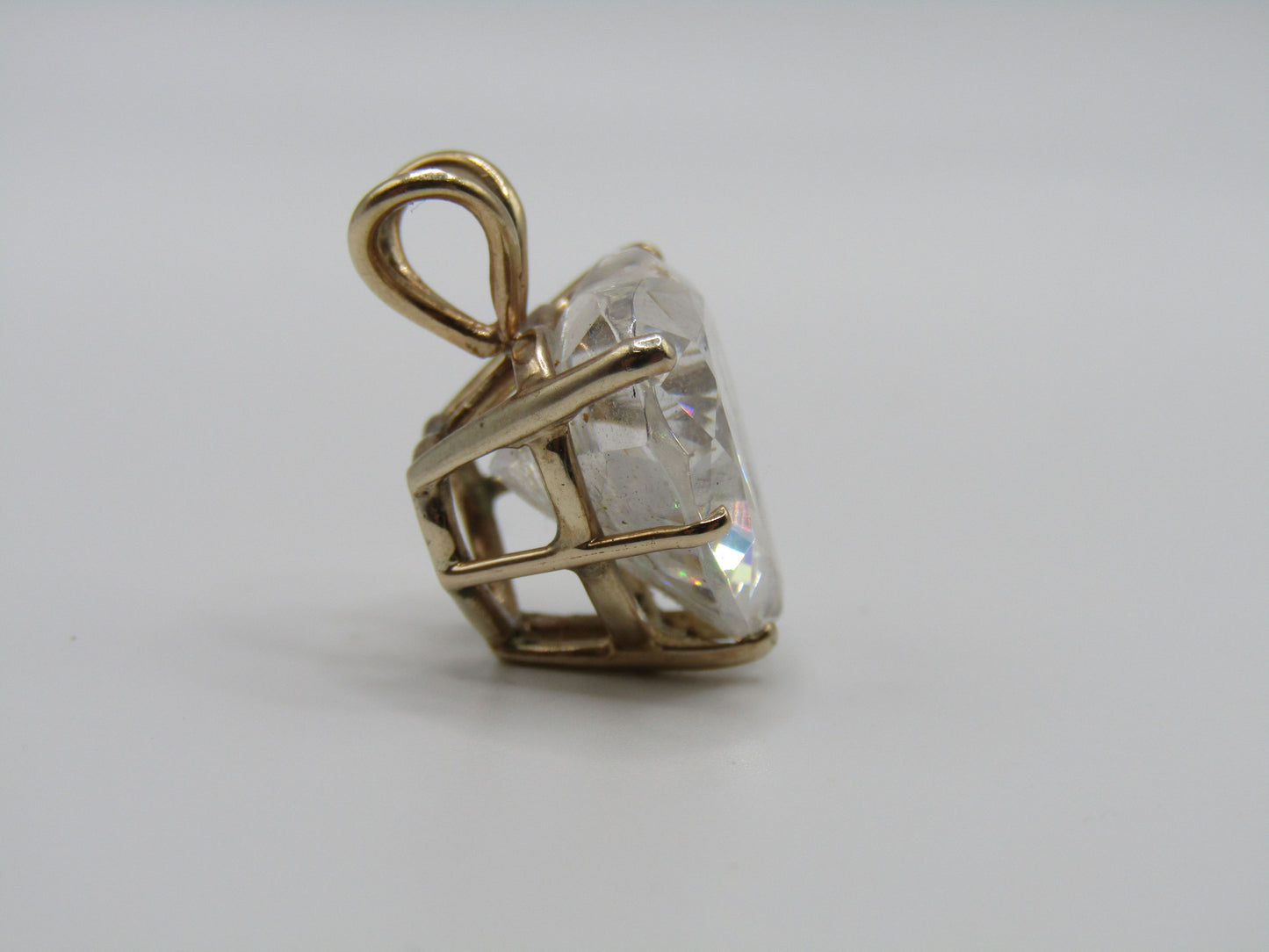 14k Yellow Gold 16mm CZ Heart Pendant