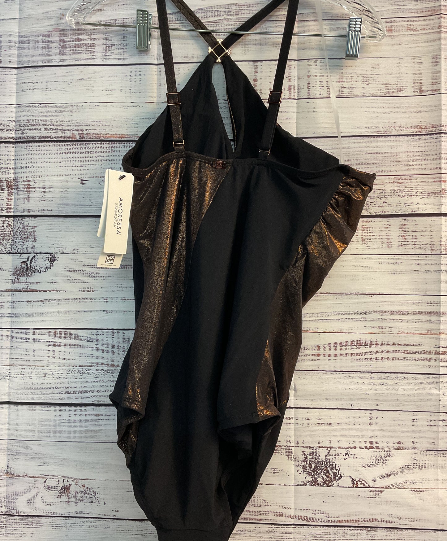 NWT Women's Amoressa Black/Bronze Swimsuit Size 14