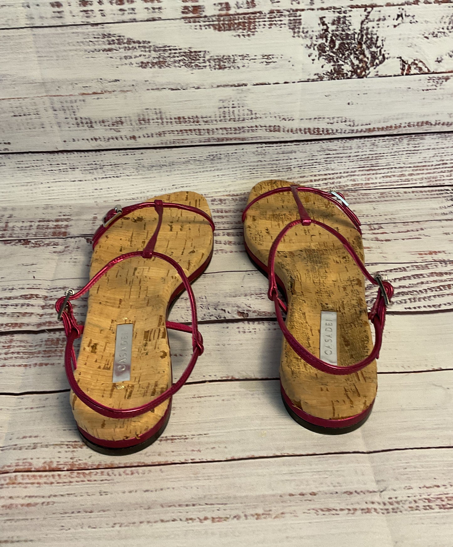 Women's Casadei Red/Wine Strappy Sandal Flats Size 6