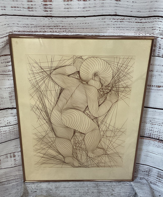 Arnaud Baby Framed Etching Signed by Guillaume Azoulay