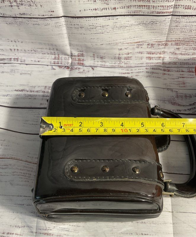 Vintage Ronay Women's Patent Leather Black & Brown Mini Purse