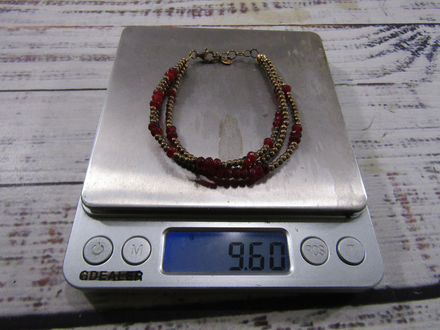 Vermeil Sterling Silver Faceted Jasper Beaded Bracelet