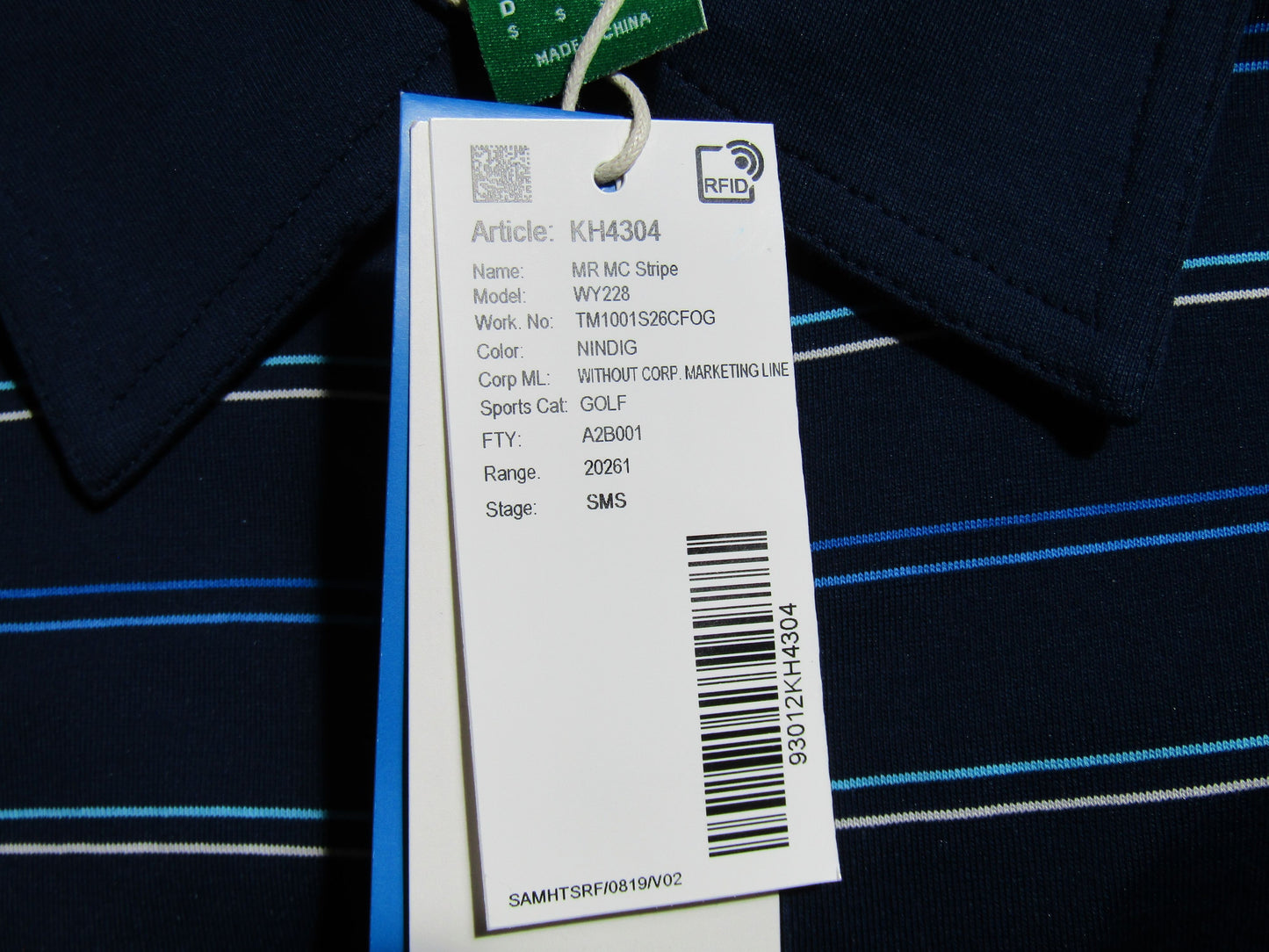 Adidas Golf Men's Blue Striped Short Sleeve Polo Shirt Size S