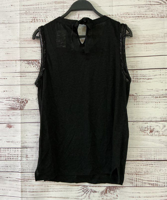 NWT Women's Generation Love Black Linen Top with beading Size M Retail $160