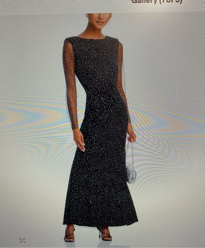 NEW Aqua X Wicked Embellished Twist Maxi Dress Size XS In Black Rhinestones