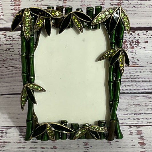 VTG. TIZO Green Bamboo & Rhinestone 2.5" x 3.25" Picture Frame