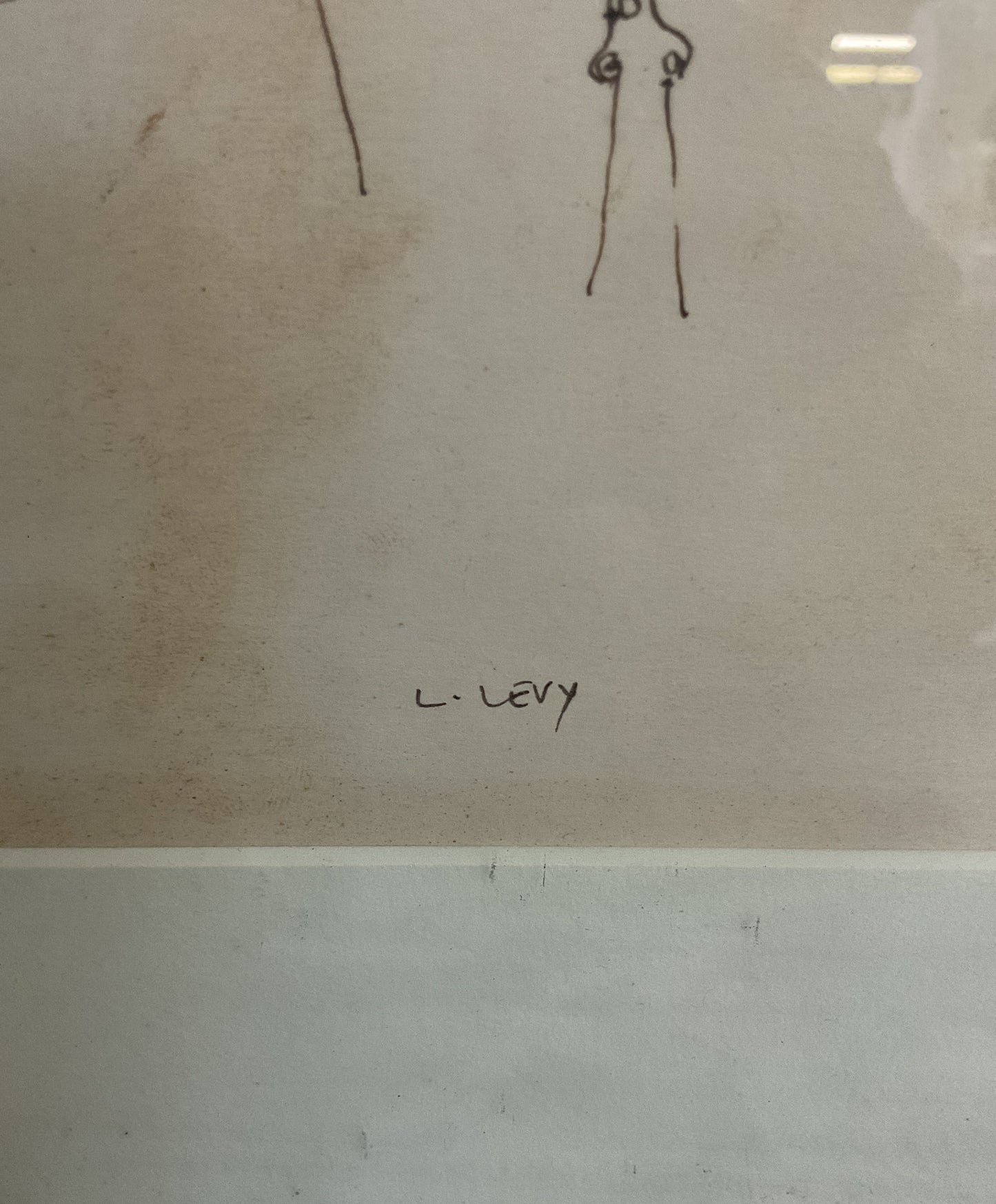 Vintage L. Levy Classroom Courtroom Gathering Pen Sketch