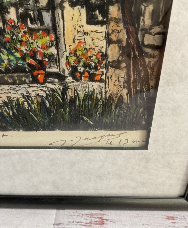 Maurice Jacque Etching Signed Hand Colored Etching "Barbizon, La Maison Corot"