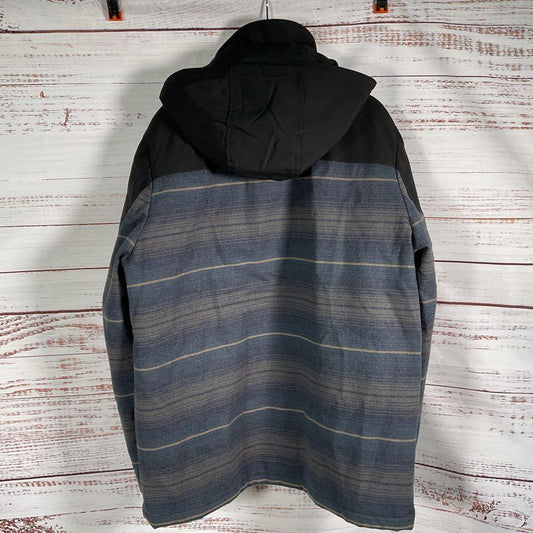 Pendleton Black/Blue Stripes Wool Blend Softshell Parka Jacket - Size Large