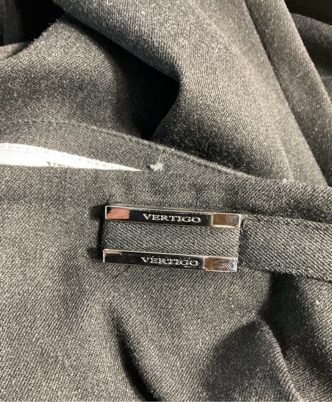 Vertigo Paris Women's Silver Metal Logo Black Dress Pants Size 2 US France