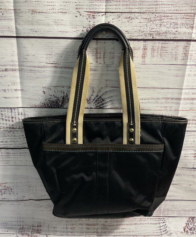 Coach Hampton Nylon Tote Handbag Black & Blue -130 Women's