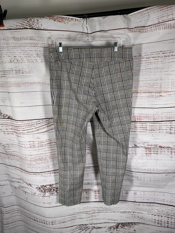 Pure Amici Women's Plaid Black & White Nylon Stretch Trouser Pants Size L