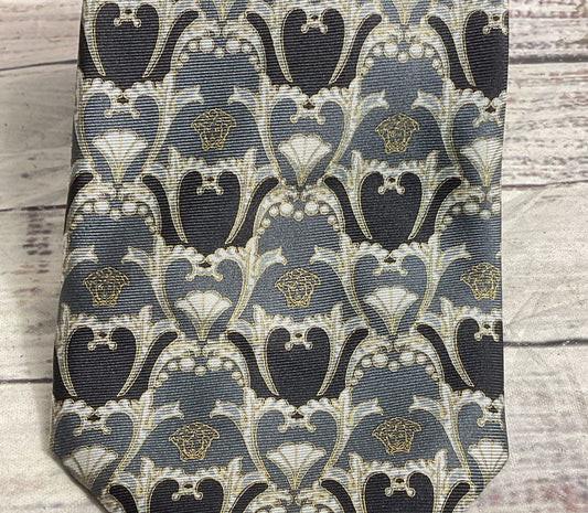 Versace Men's Silk Logo Patterned Tie Multicolor OS