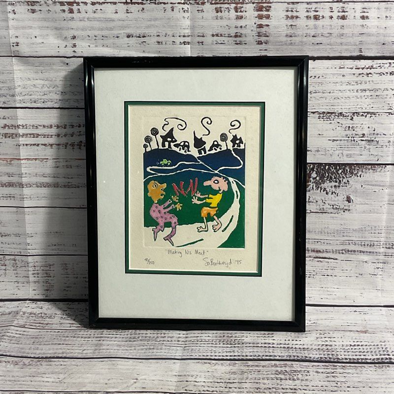 VTG. 1995 "Making N's Meet" Print by Sa Boothroyd Signed, Framed