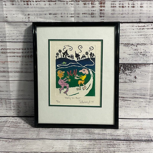 VTG. 1995 "Making N's Meet" Print by Sa Boothroyd Signed, Framed