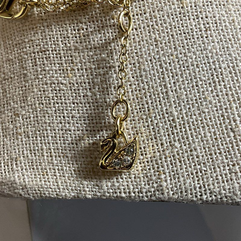 SWAROVSKI Gold Tone & Crystals Rectangle Linked Y-Necklace- 17"