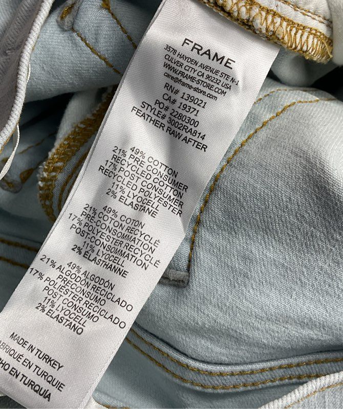 Frame The Icon Raw Hem Flare Jeans Blue 27