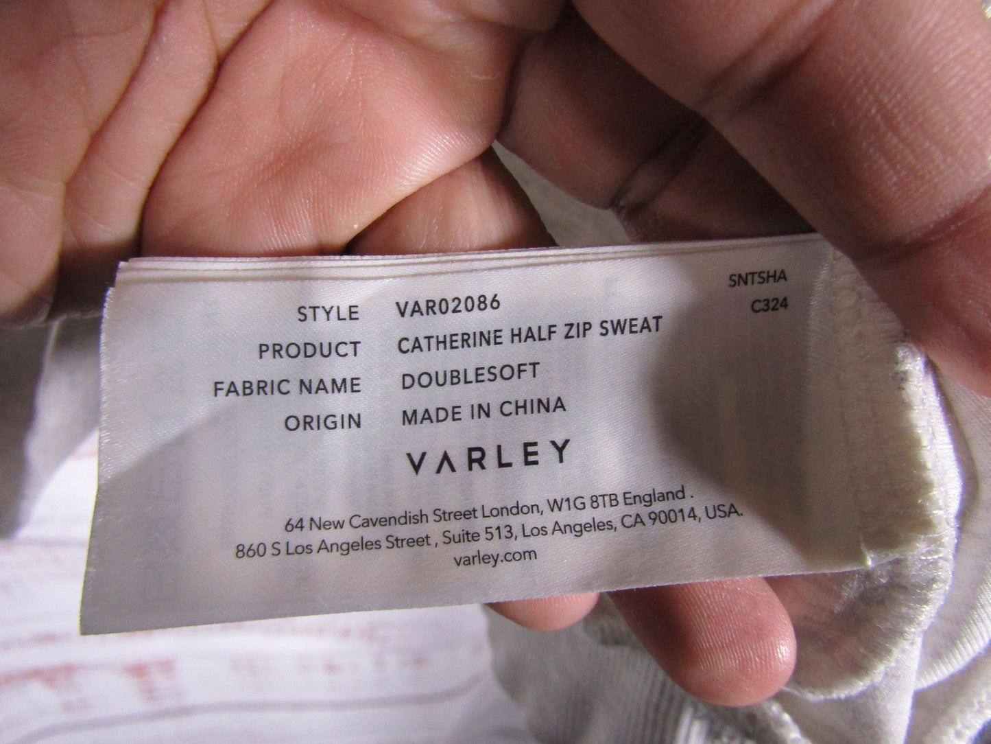 Varley Catherine Women's Ivory Marl Half Zip Sweatshirt Size L