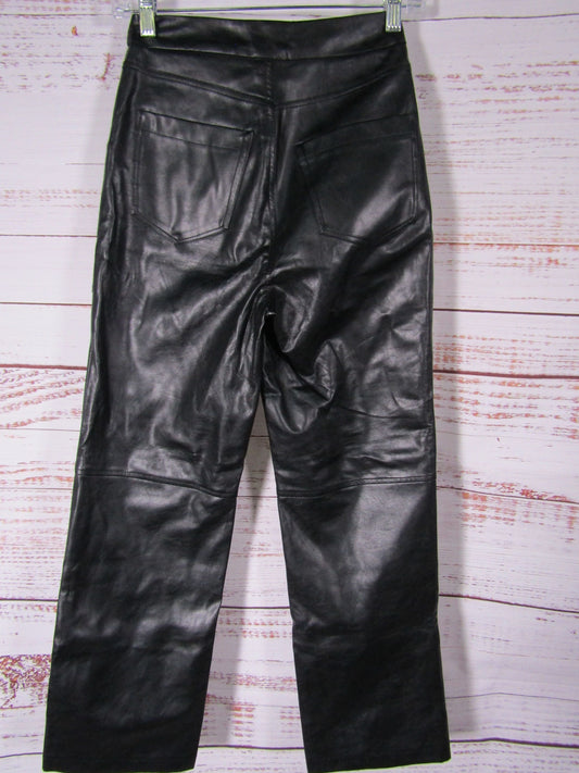 Blank NYC The Baxter Women's Black Faux Leather Cargo Bootcut Pants Size 24
