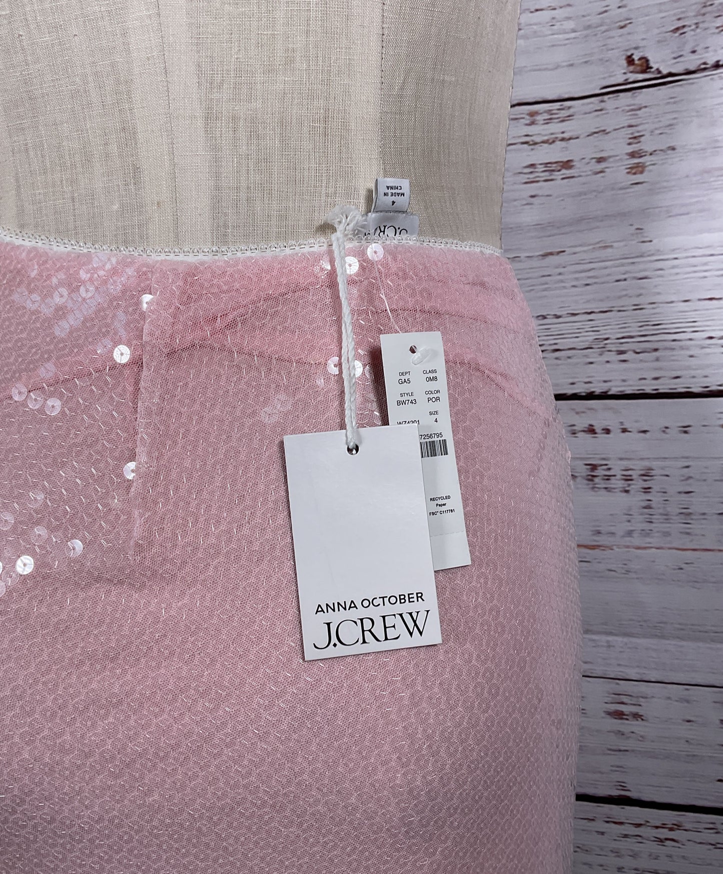 Pink Sequined Whimsy Fairy J. Crew Midi Skirt with Layered Slip - Size 4 NWT