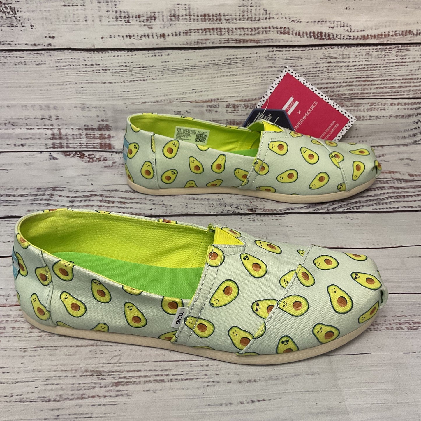 Toms X Paper Source Avocado Green Slip-On Casual Shoe Women 6.5 New W/ Box