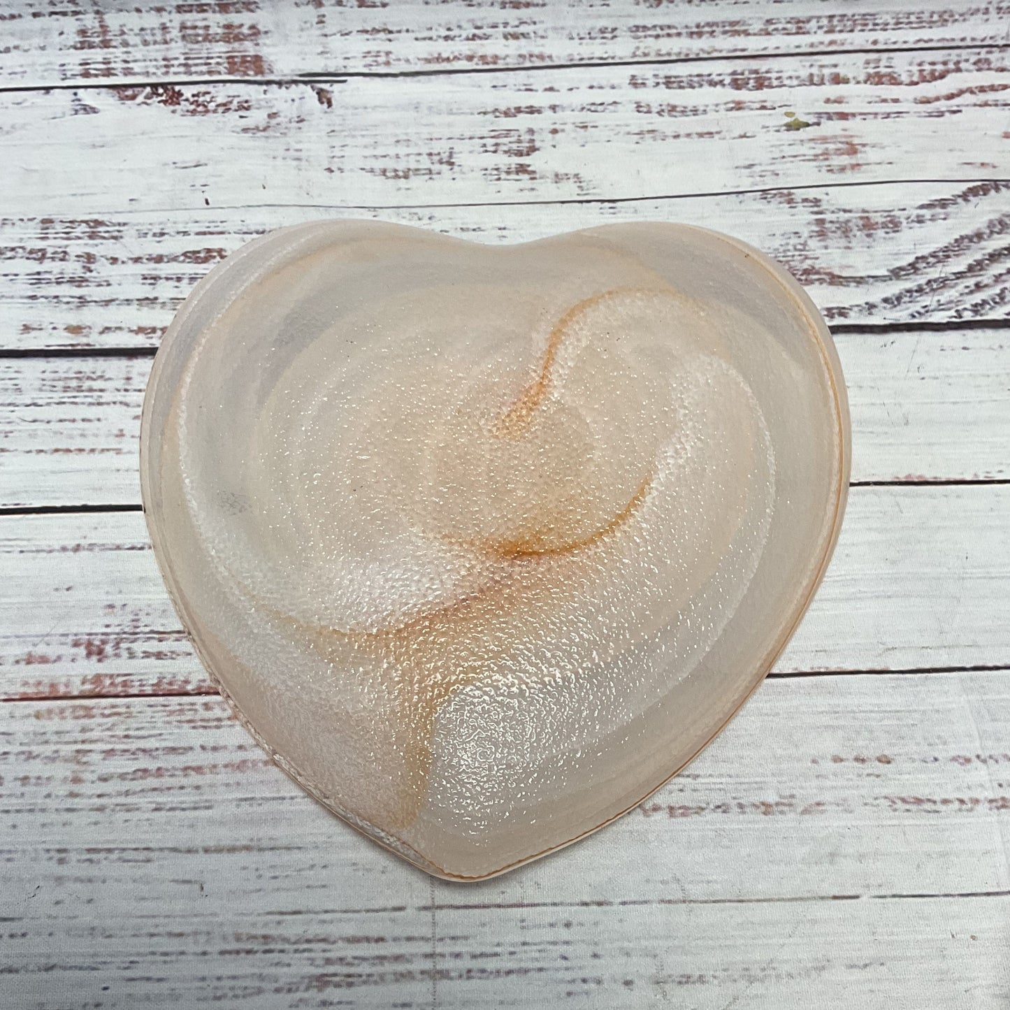 Pink Swirl Murano Style Heart Shaped Glass Dish