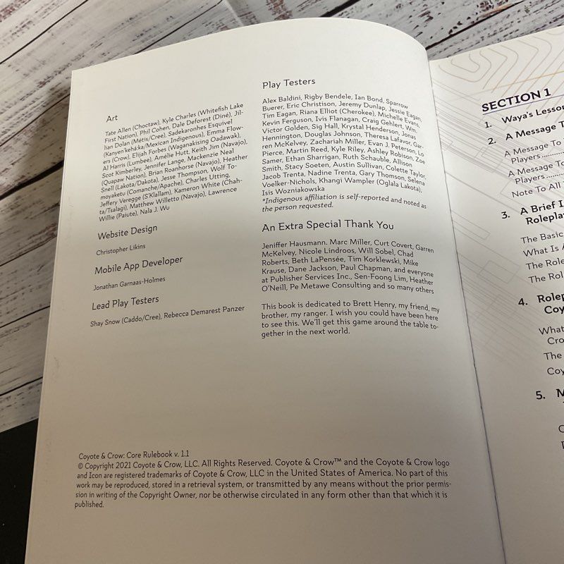 COYOTE & CROW The Role Playing Game Core Rulebook- Hardcover