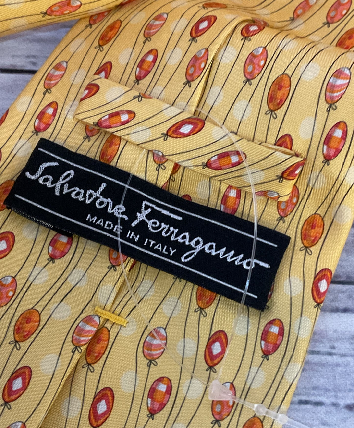 Salvatore Ferragamo Balloon Print Tie Yellow OS