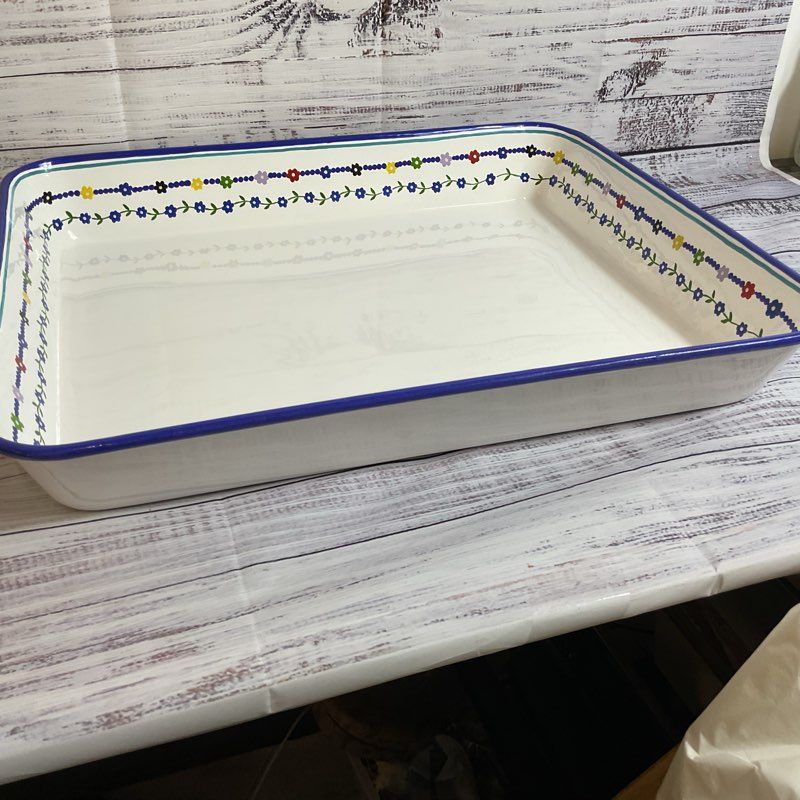 NEW THE LAST LINE Large Rectangle Serving Tray Multi Floral Enamel- 15.25" X 18"