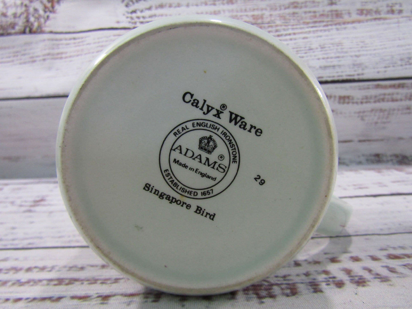 Adams Singapore Bird Floral Bird Motif Ironstone Mugs Made in England Set of 6