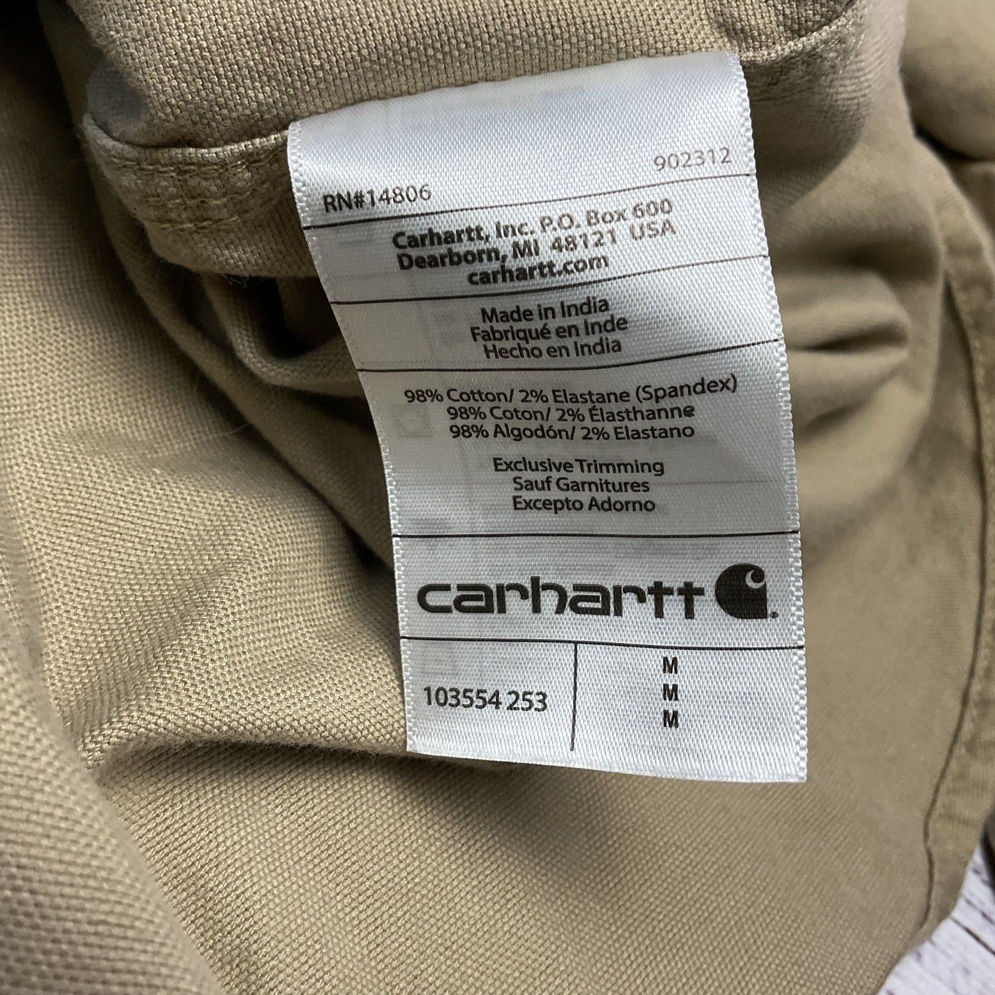 Carhartt Rugged Flex Beige Long Sleeve Button Down Shirt - Size M