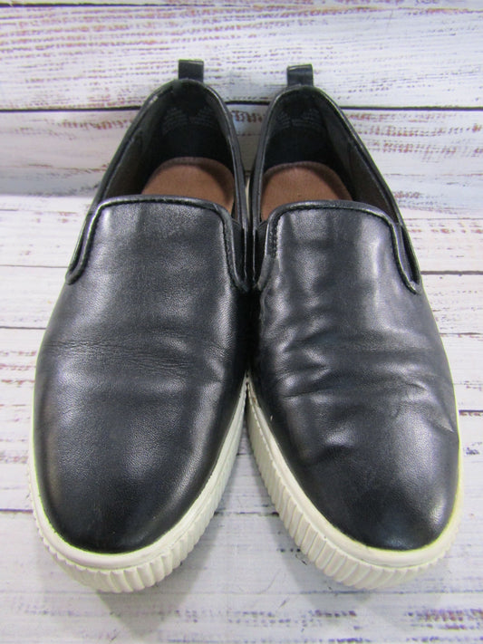 Halogen Baylee Women's Black Leather Slip-On Platform Shoes Size 8.5