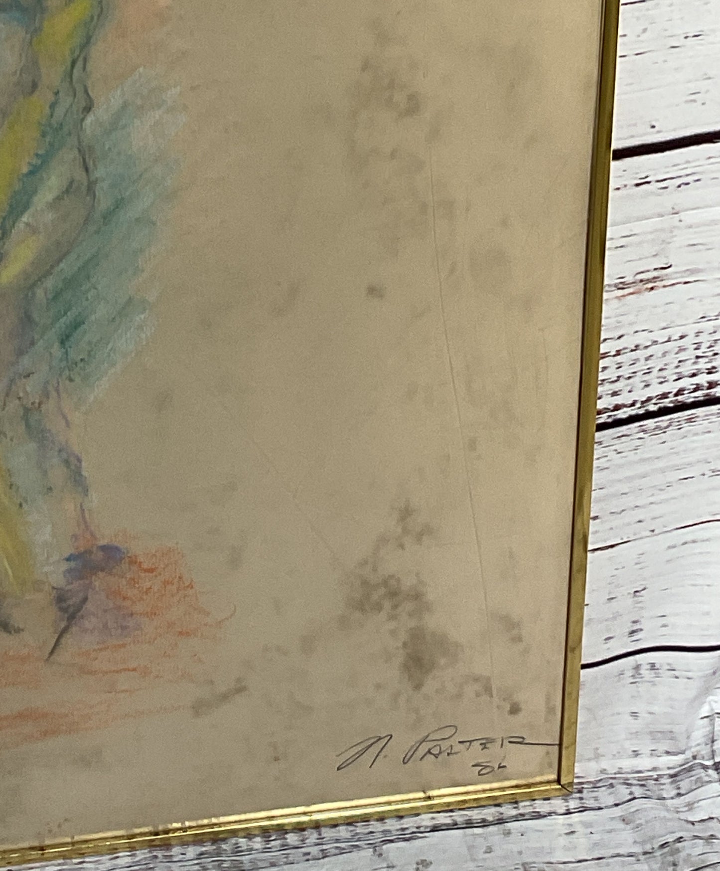 N. Paster Man Climbing Ladder Drawing Print Signed