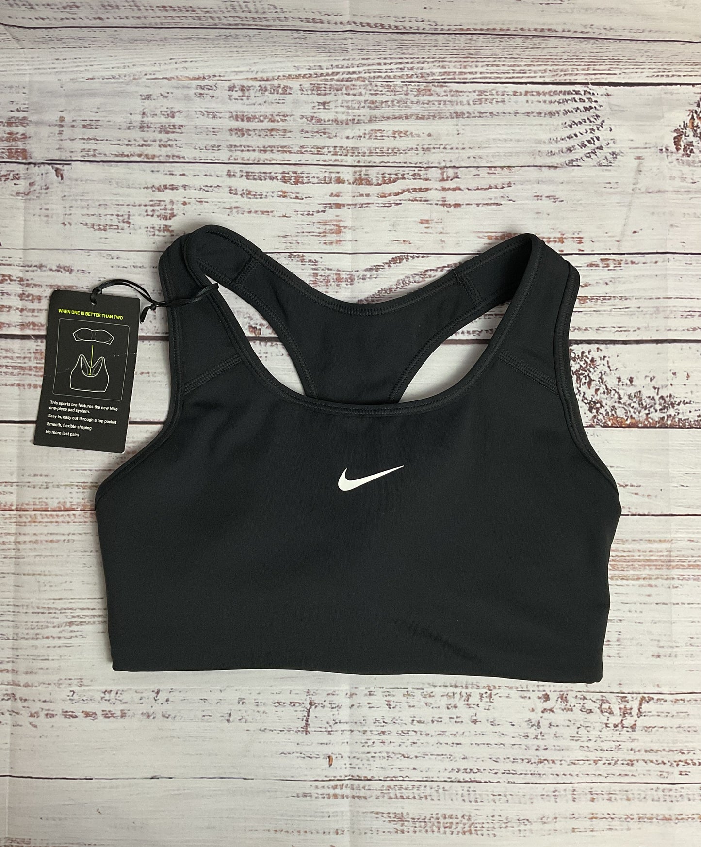NWT Nike Black Swoosh Sports Bra - Size Small