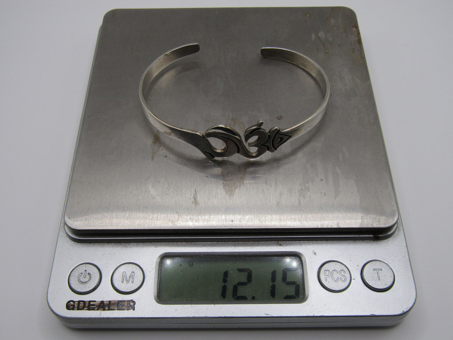Sterling Silver Aum Om Cuff Bracelet