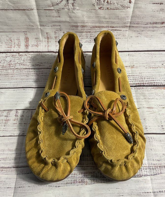 Sartore Bow Accent Moccasins Suede Loafers Tan Women's Size 37 EU/6.5 US
