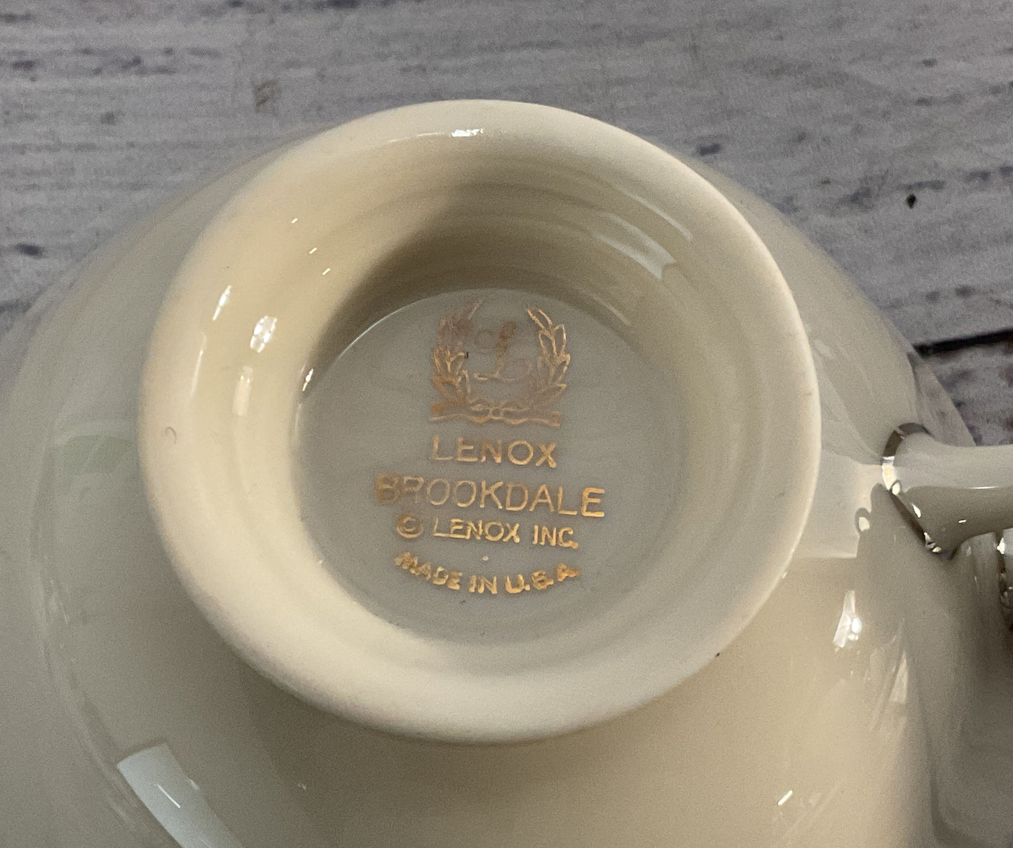 Lenox Brookdale Floral Footed Lot of 10 Cups Cream