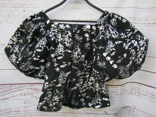 Jonathan Simkhai Taylor Women's Black Puff Sleeve Crop Top Blouse Size 4
