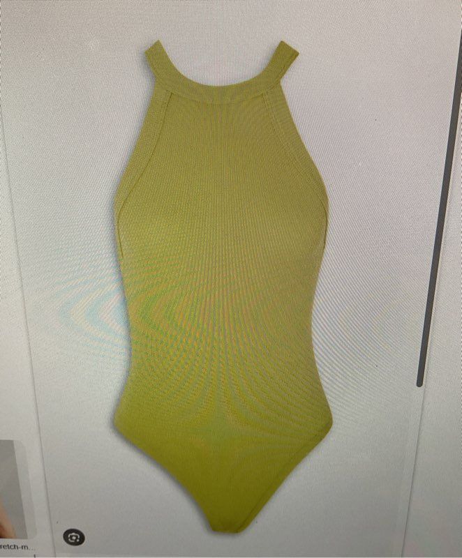 New ALIX NYC Paxton Ribbed Stretch-Modal Jersey Bodysuit Lime Green Size XS