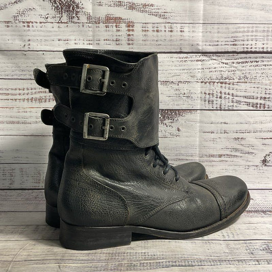 All Saints Spitalfields Damisi Black Leather Combat Boot Men's 10 US/43 EU