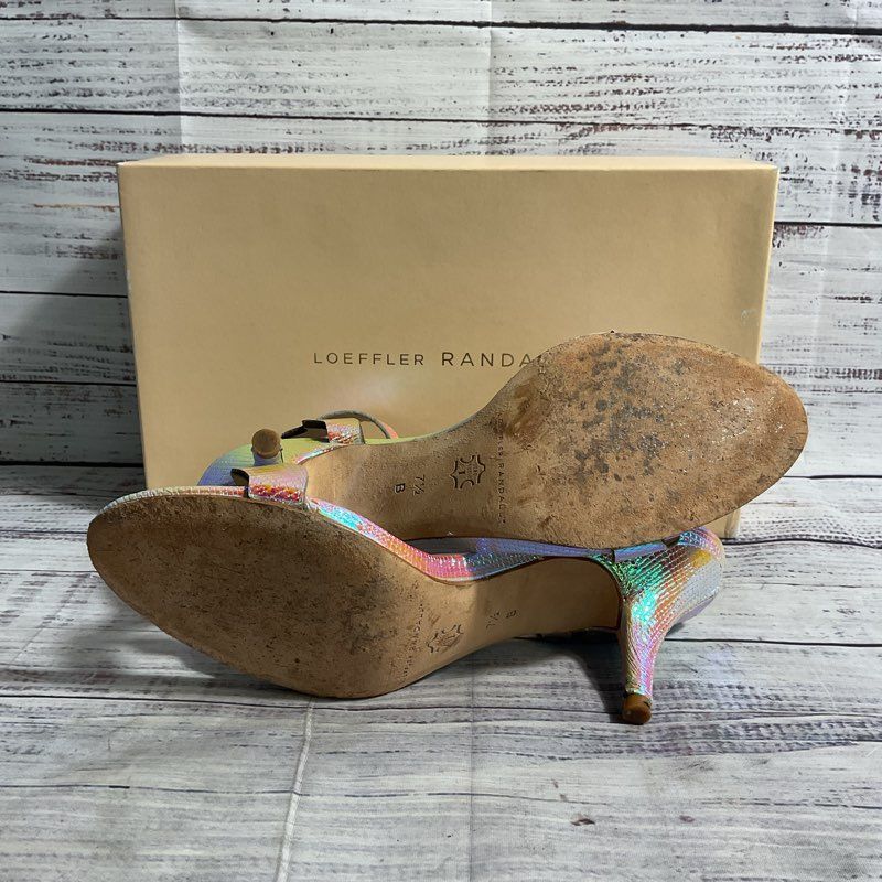 Loeffler Randall Reina Pearl Iridescent Embossed Leather Strappy Heels Women 7.5