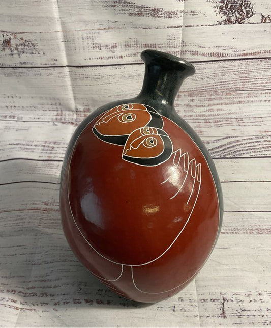 Pedro Guerrero Signed Pottery Vase 8" Made In San Juan De Oriente Nicaragua
