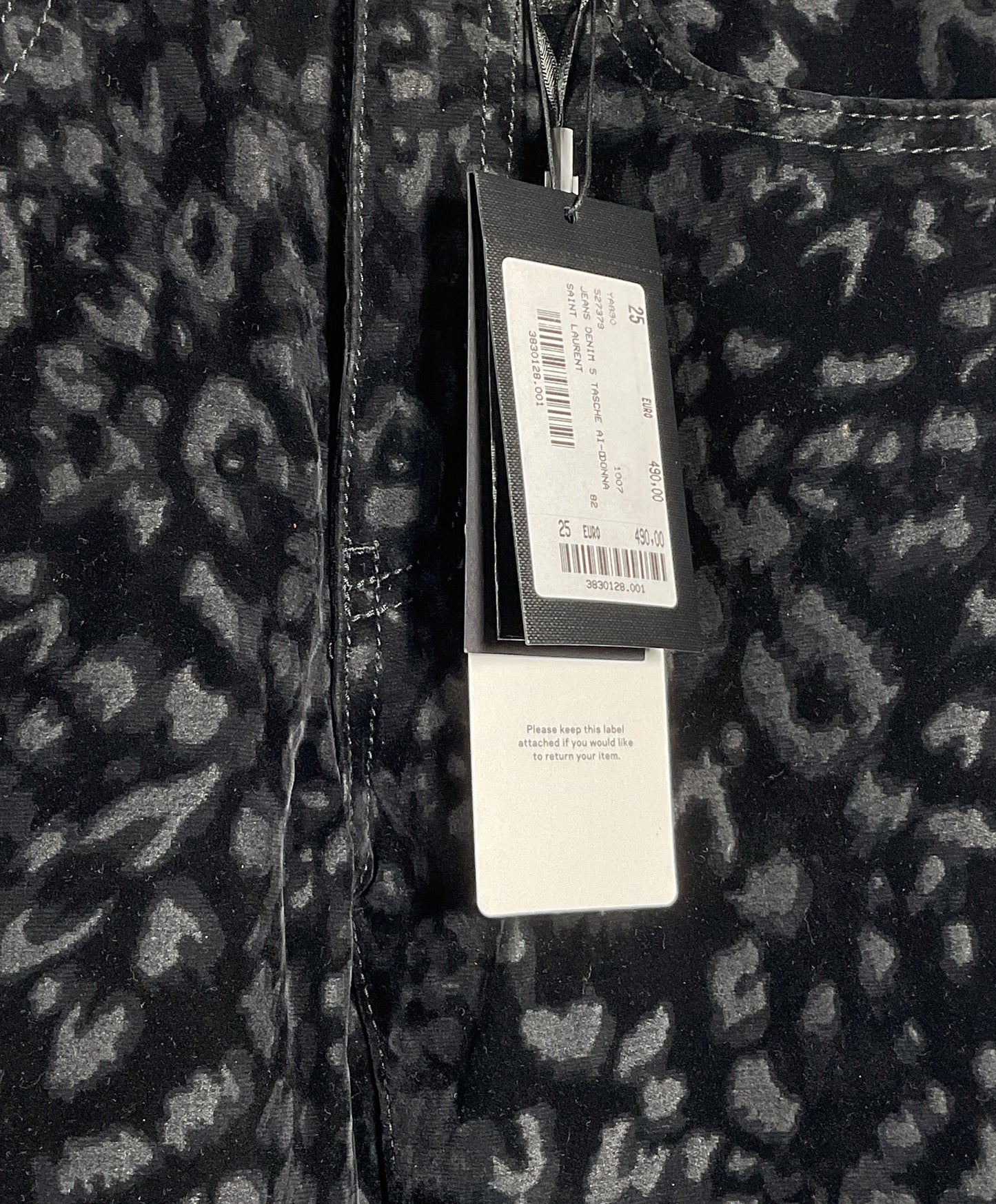 Saint Laurent Leopard Velvet Skinny Jeans Black 25