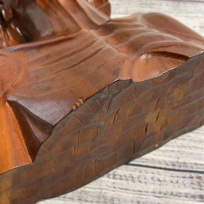 VTG. Hand Carved Wooden Elder Man Bust, Japanese? Sculpture