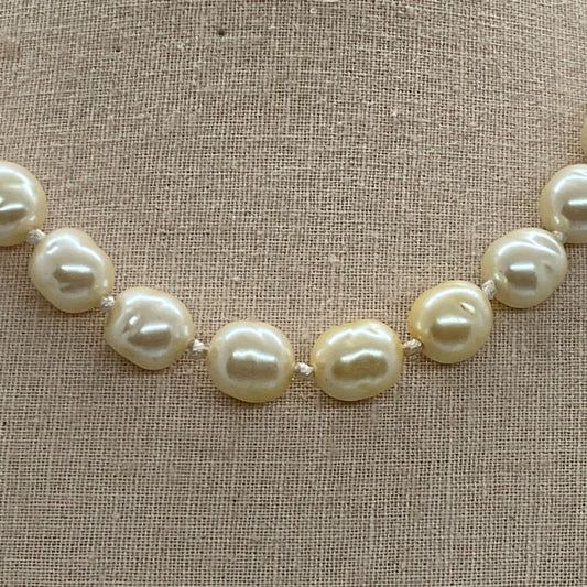 VTG. CAROLEE Sterling Silver & Faux Pearl Necklace- 17"
