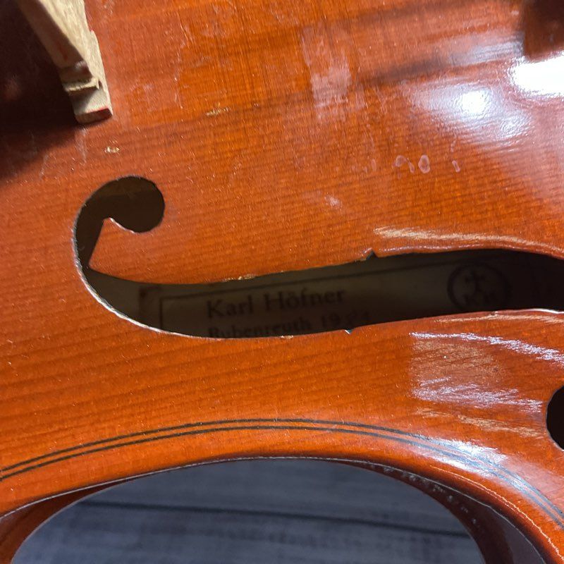 VTG 1981 Karl Hofner Bubenreuth Violin Fiddle in Hard Case w/ 2 Damaged Bows