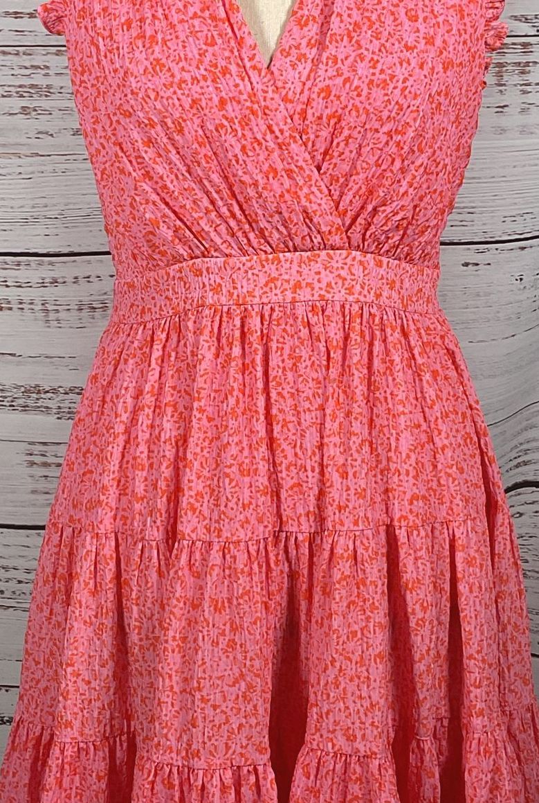 Cinq A Sept Nanci' Floral-Print Tiered Mini Dress Pink Lemonade 2