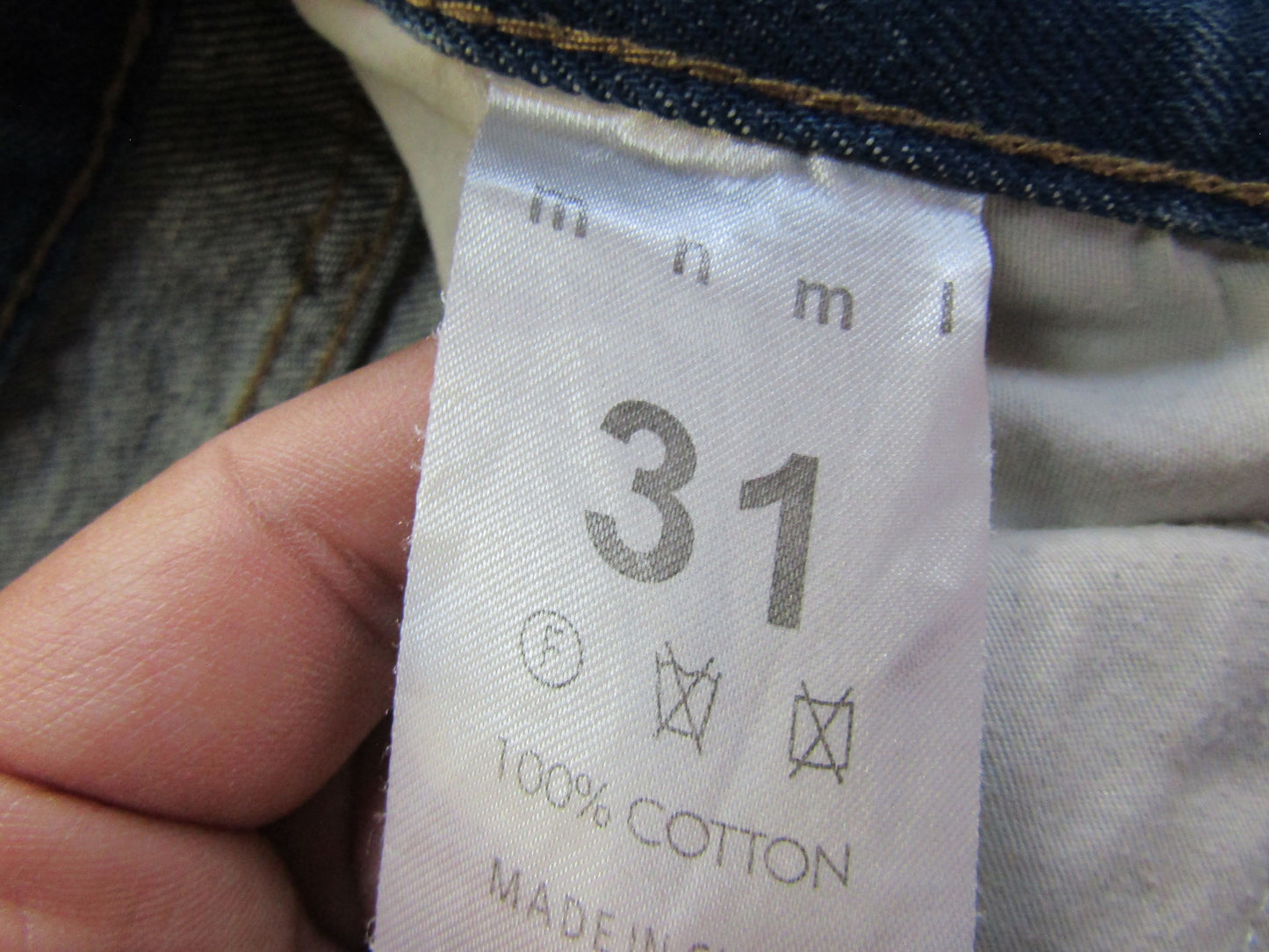 Mnml Men's Blue Palm Tree Embroidered Cotton Jeans Size 31