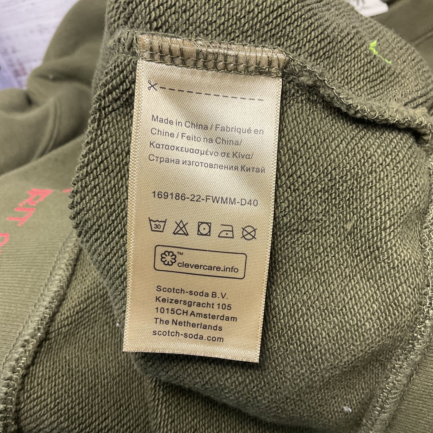 Scotch & Soda Embroidered Olive Green Sweatshirt - Size L