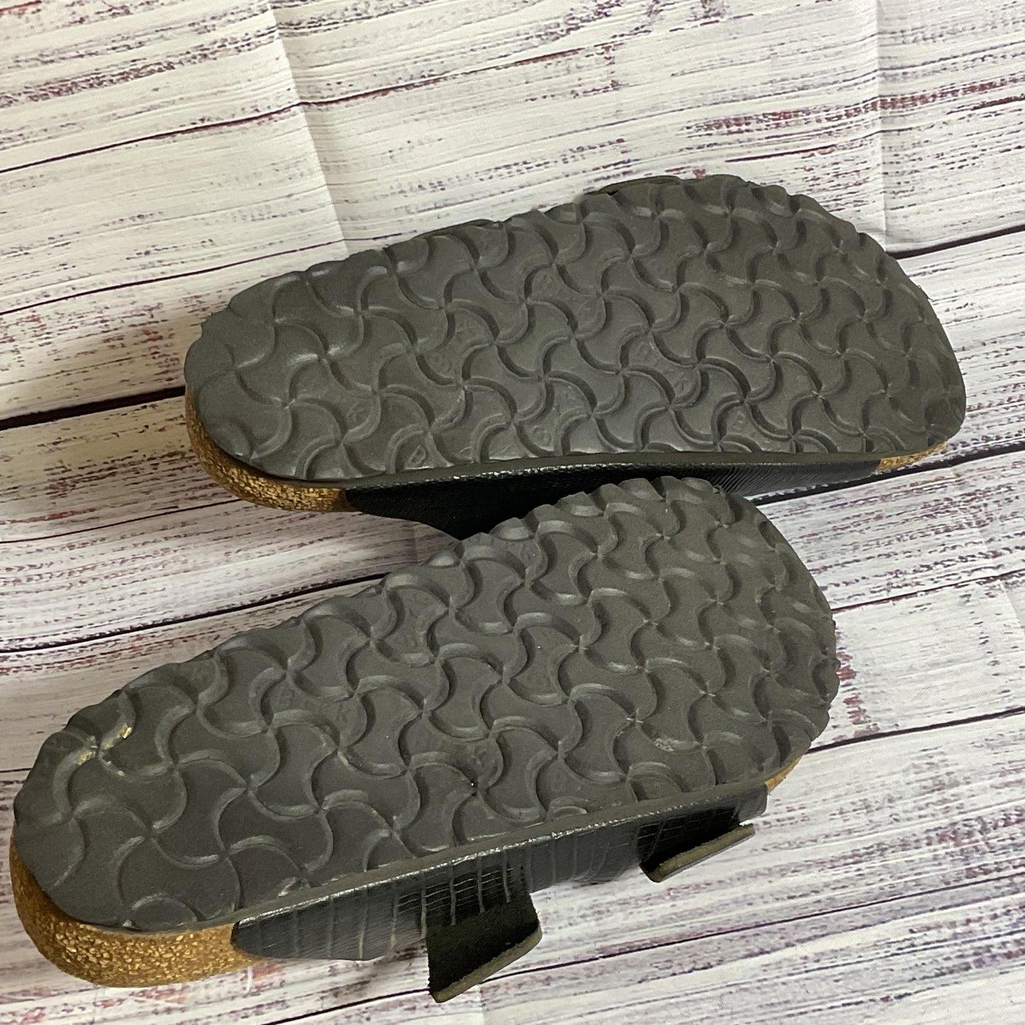 BIRKENSTOCK Arizona BS Unisex Black Faux Snake Slide Sandals- SZ 4M/6W